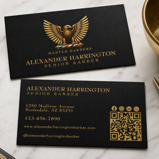 Elegant Logotyp för Barberare i Guldörn - Frisör Visitkort (Skapare uppladdad)