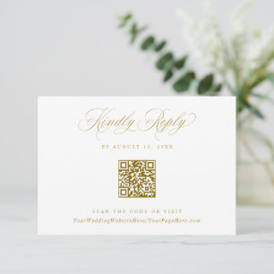 Elegant Logotyp för Bröllop med QR-kod i Guld OSA Kort