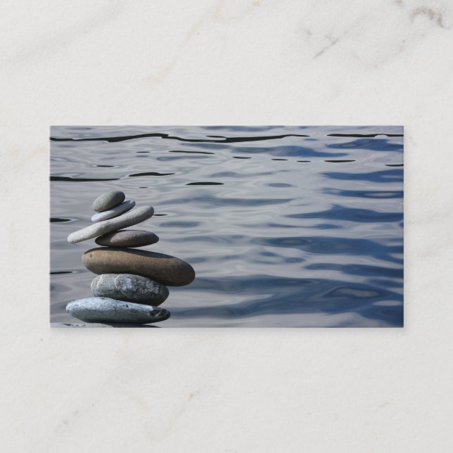Elegant Logotyp för Zen Yoga och Hälsa i Vattenfär Visitkort (Framsida)