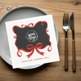 Elegant logotyp jul svart röd band slinga skrift pappersservett