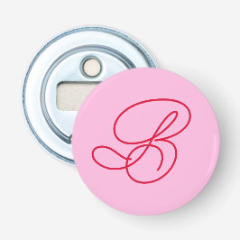 Elegant Logotyp Monogram Första Rosa Flasköppnare