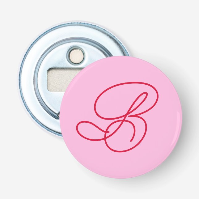 Elegant Logotyp Monogram Första Rosa Flasköppnare (Framsidan)