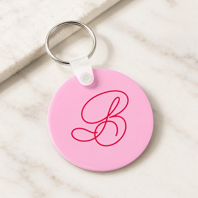Elegant Logotyp Monogram Initial Rosa Nyckelring (Skapare uppladdad)