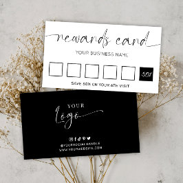 Elegant Logotyp Svart & vit hårslips Salon Lojalitetskort
