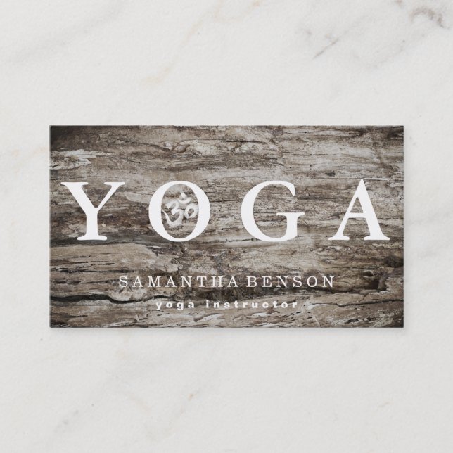 Elegant Logotyp Yoga Meditation Wood Visitkort (Framsida)