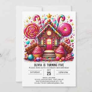 Elegant Lollipop Candyland Digital Birthday Inbjudningar