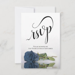Elegant Long-Stemmed Dusty Steel Blue Ro Bröllop OSA Kort