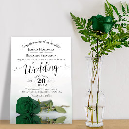 Elegant Long Stemmed Emerald Grönt Ro Bröllop Inbjudningar