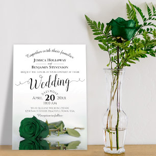 Elegant Long Stemmed Emerald Grönt Ro Bröllop Inbjudningar