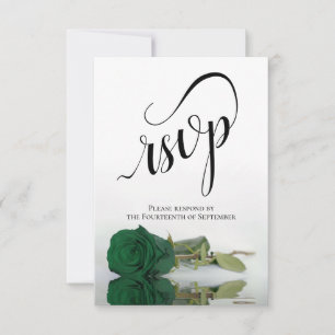 Elegant Long-Stemmed Emerald Grönt Ro Bröllop OSA Kort