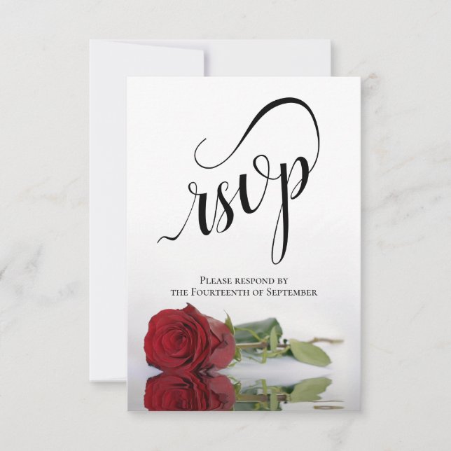 Elegant Long-Stemmed Red Rose Simple Wedding OSA Kort (Framsida)