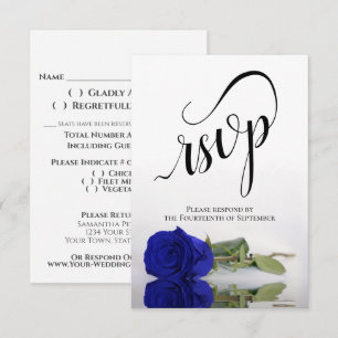 Elegant Long-Stemmed Royal Blue Ro Bröllop OSA Kort