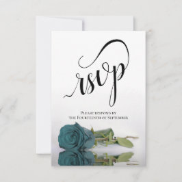 Elegant Long-Stemmed Teal Ro Bröllop OSA Kort