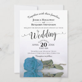 Elegant Long Stemmed Turcos Blue Ro Bröllop Inbjudningar