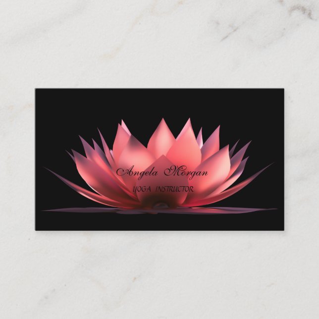Elegant Lotus Black Yoga Instructor Visitkort (Framsida)