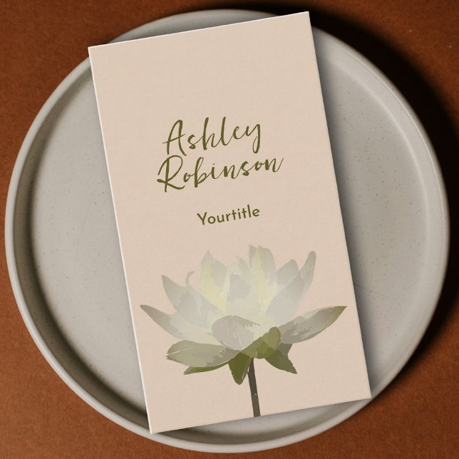 Elegant lotus blomboho pastel earthy QR-kod Visitkort (Elegant lotus flower boho pastel earthy QR code Business Card)