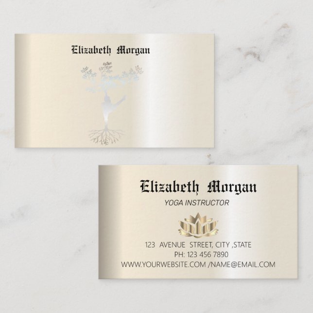 Elegant lotus blommyoga, affärskort visitkort (Fram/baksida)