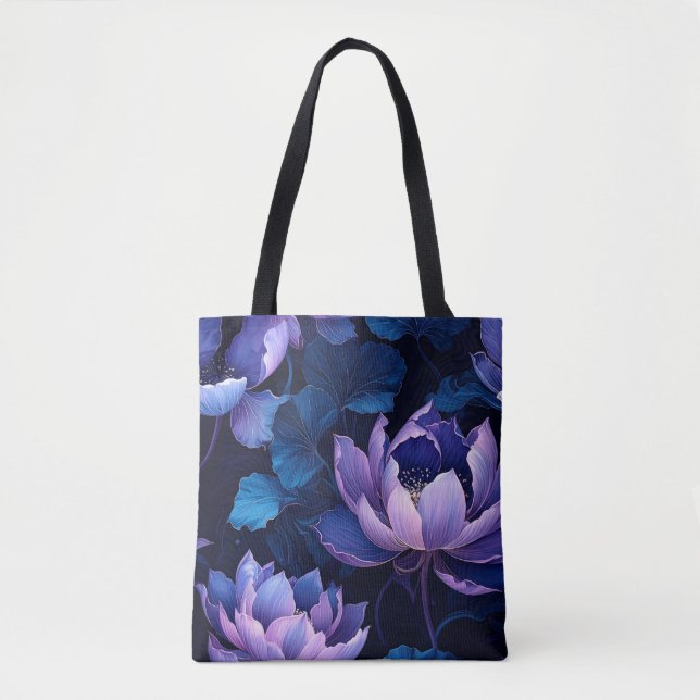 Elegant Lotus Bloom Tote Bag Tygkasse (Framsida)