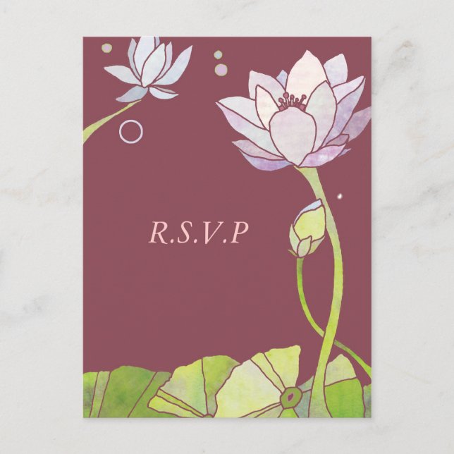 Elegant Lotus: Bröllop OSA Postcard Inbjudan Vykort (Framsida)