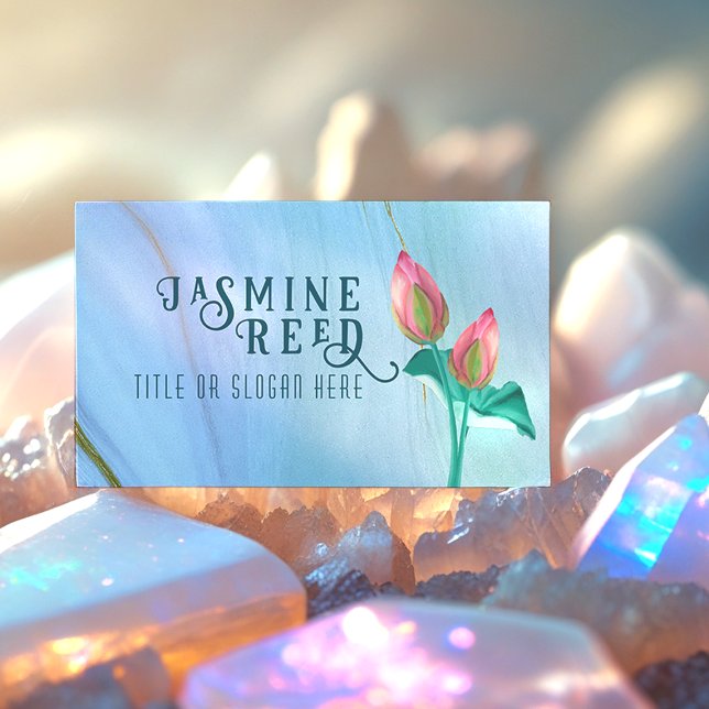 Elegant Lotus Bud for Hälsa Spa | Marble & Guld Visitkort (Marble and Gold Hand Painted Lotus Flower Business Card, perfect if you are a Massage Therapist!)