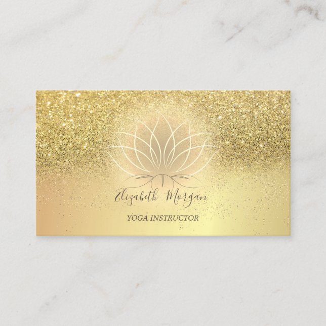 Elegant Lotus Confetti Glitter Yoga Instructor Visitkort (Framsida)