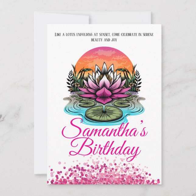 Elegant Lotus Flower Birthday-inbjudan Inbjudningar (Framsida)