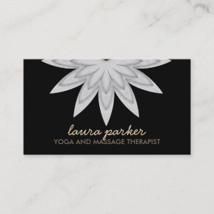 Elegant Lotus Flower Black Yoga Healing Health Visitkort