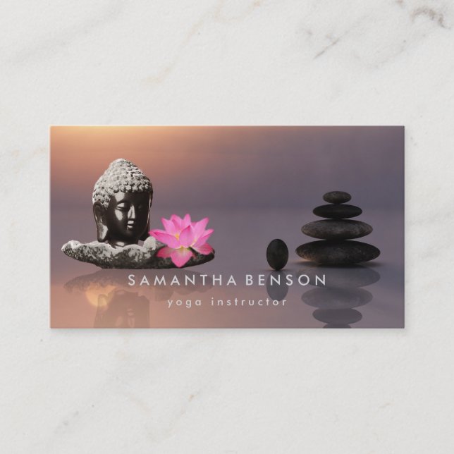 Elegant Lotus Flower Buddha Zen Logotyp Yoga Visitkort (Framsida)