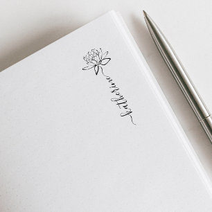Elegant Lotus Flower Custom Name Bibliotek Bok Stämpel