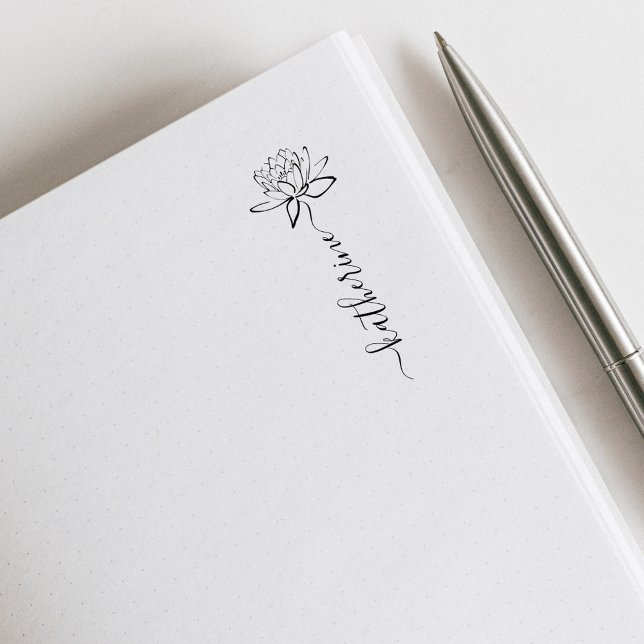 Elegant Lotus Flower Custom Name Bibliotek Bok Stämpel (Skapare uppladdad)