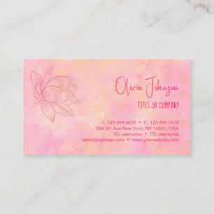 Elegant Lotus Flower Illustration Ljus rosa Visitkort