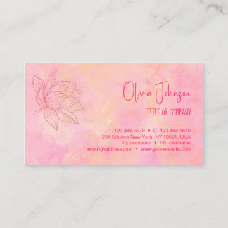 Elegant Lotus Flower Illustration Ljus rosa Visitkort