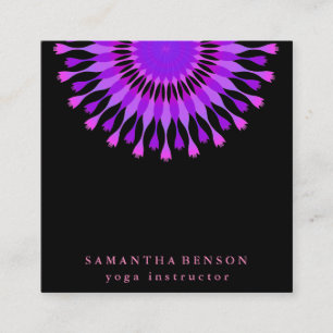 Elegant Lotus Flower Logotyp Yoga Black Background Fyrkantigt Visitkort