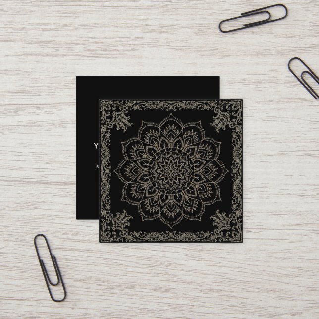 Elegant Lotus Flower Logotyp Yoga Fyrkantigt Visitkort (Fram/Back In Situ)