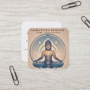 Elegant Lotus Flower Logotyp Yoga Fyrkantigt Visitkort