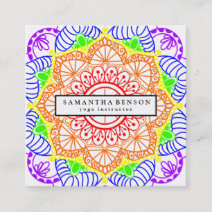 Elegant Lotus Flower Logotyp Yoga Fyrkantigt Visitkort
