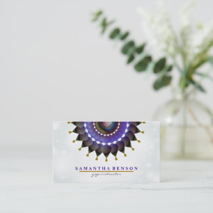 Elegant Lotus Flower Logotyp Yoga Lila Background Visitkort