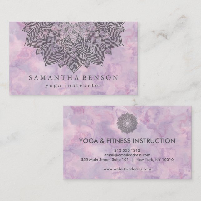 Elegant Lotus Flower Logotyp Yoga Visitkort (Fram/baksida)