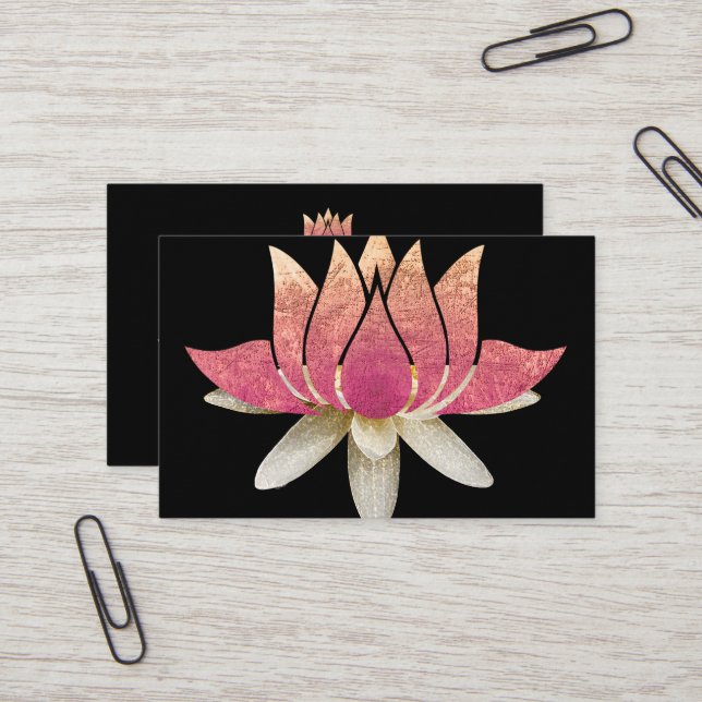Elegant Lotus Flower Logotyp Yoga Visitkort (Fram/Back In Situ)