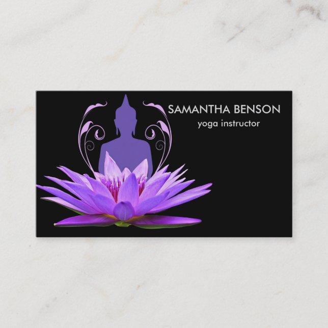 Elegant Lotus Flower Logotyp Yoga Visitkort (Framsida)