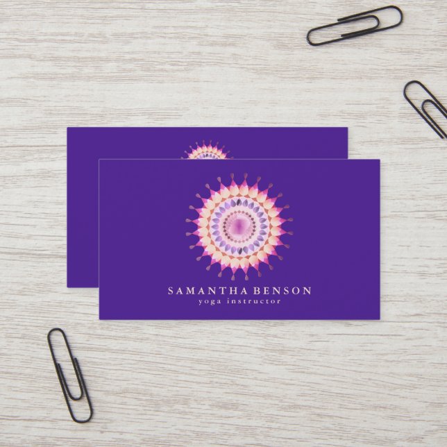 Elegant Lotus Flower Logotyp Yoga Visitkort (Fram/Back In Situ)