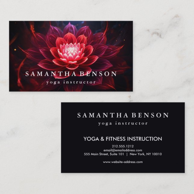 Elegant Lotus Flower Logotyp Yoga Visitkort (Fram/baksida)