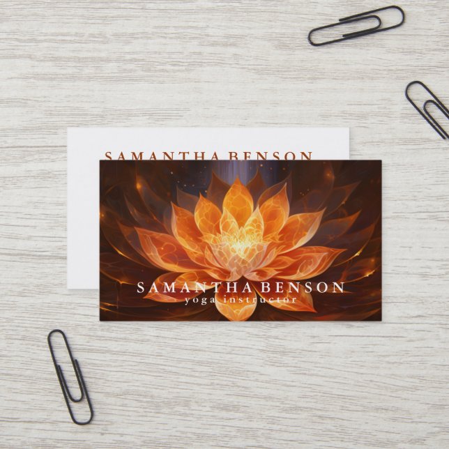 Elegant Lotus Flower Logotyp Yoga Visitkort (Fram/Back In Situ)
