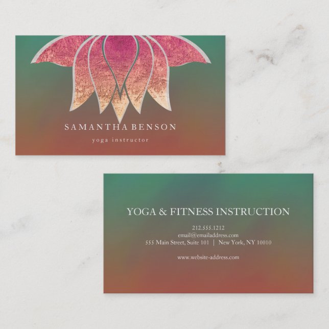 Elegant Lotus Flower Logotyp Yoga Visitkort (Fram/baksida)