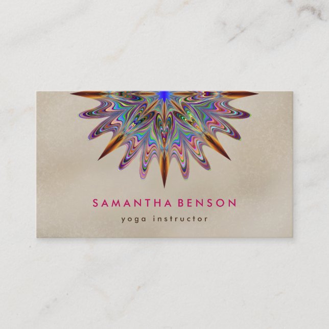 Elegant Lotus Flower Mandala Logotyp Yoga Instruct Visitkort (Framsida)