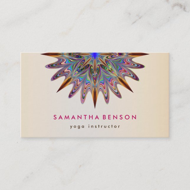 Elegant Lotus Flower Mandala Logotyp Yoga Instruct Visitkort (Framsida)