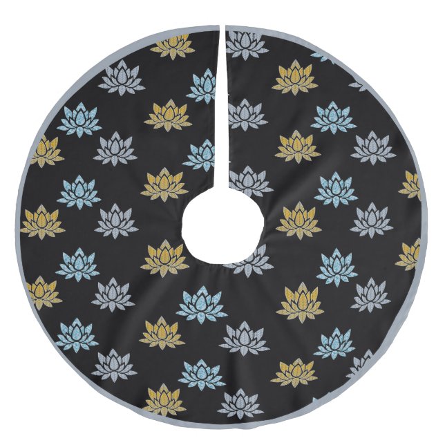 Elegant Lotus Flower Mönster Zen Yoga Meditation Julgransmatta Borstad Polyester (Framsidan)