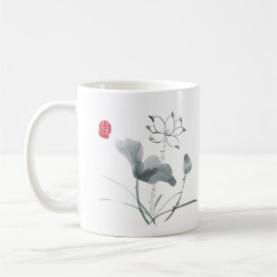 Elegant Lotus Flower Painting Inspirational Quote Kaffemugg
