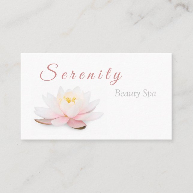 Elegant Lotus Flower  Rosa & White Beauty Spa Visitkort (Framsida)