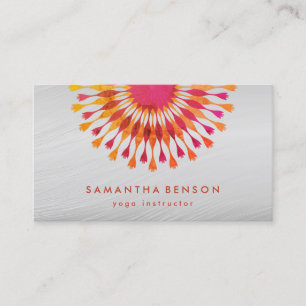 Elegant Lotus Flower White Marble Yoga Instructor Visitkort